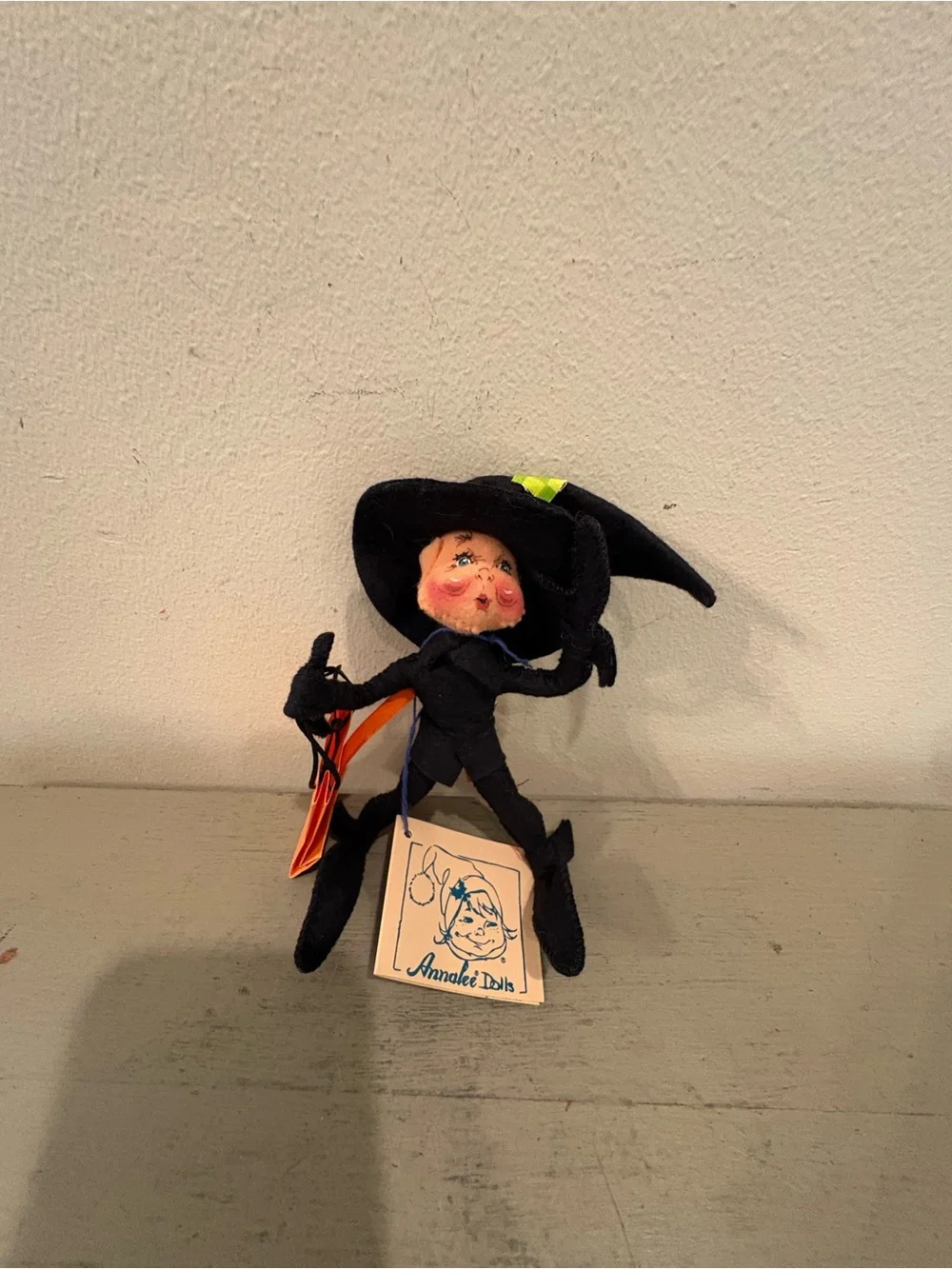 VTG 1990s Annalee Halloween Black Witch Elf With Original Tag